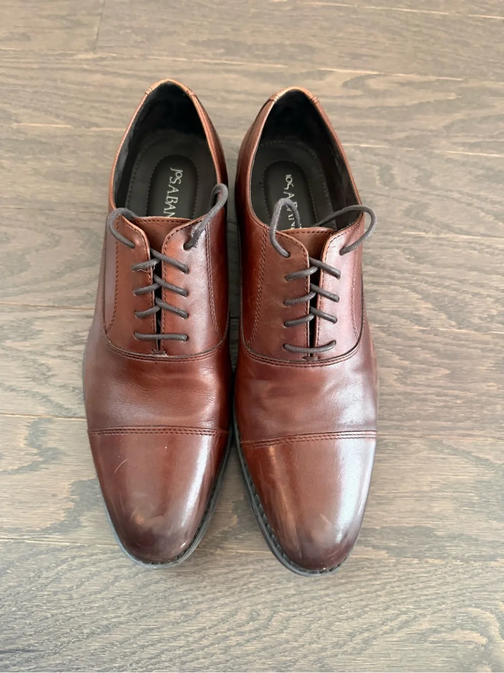 Jos. A Bank Brown Leather Cap-Toe Oxford Men’s Dress Shoes